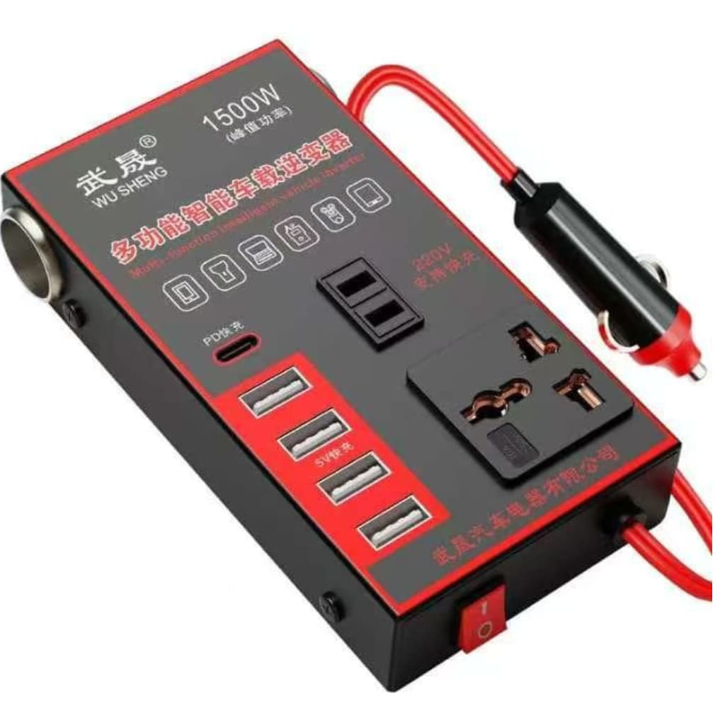 Inversor de Energia para Carro Carregador 1500W Conversor 12V/24V