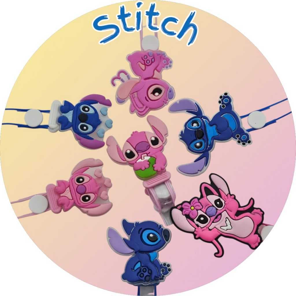 Prendedor de Chupeta STITCH ANGEL em Silicone / Anel Adaptador NUK e MAM