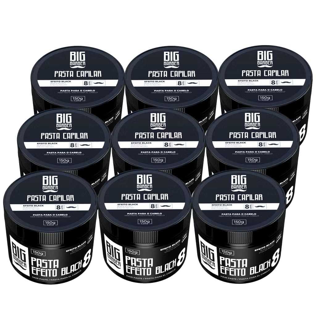 9 Pasta Para Cabelo Modeladora Fixadora Efeito Black Preta Level 8 Big Barber