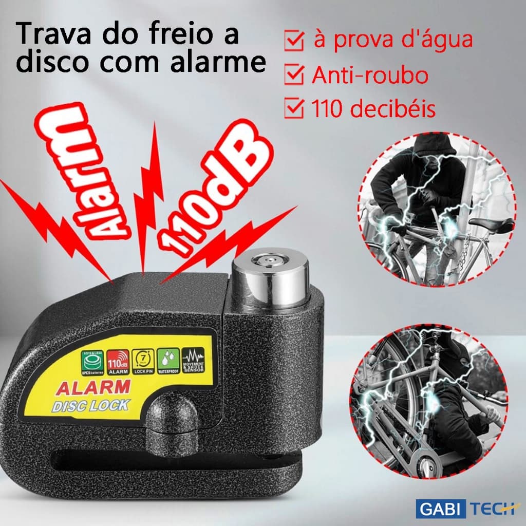 Trava Cadeado De Freio Disco Com Alarme Sonoro Para Moto