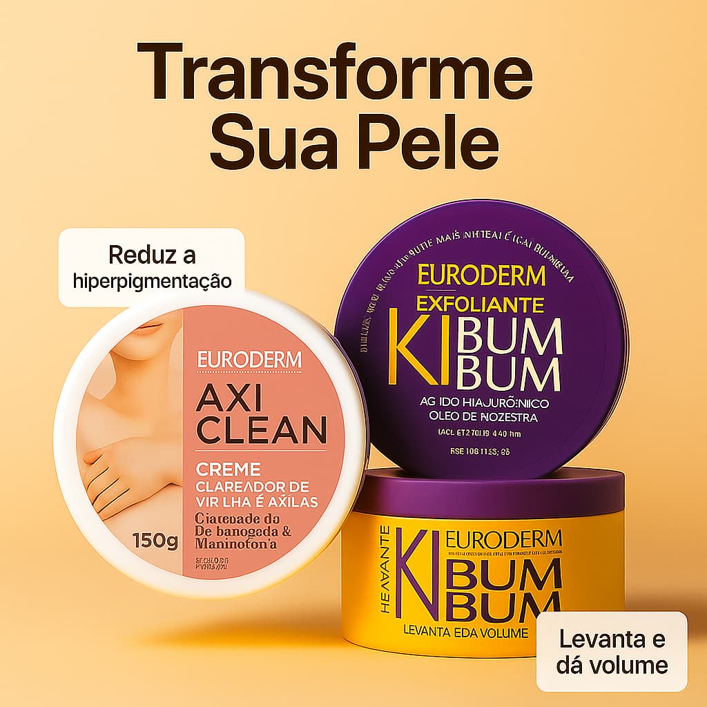 Kit Creme Clareador de Axilas Virilha Joelhos e Cotovelos + Esfoliante Corporal Kibumbum Euroderme