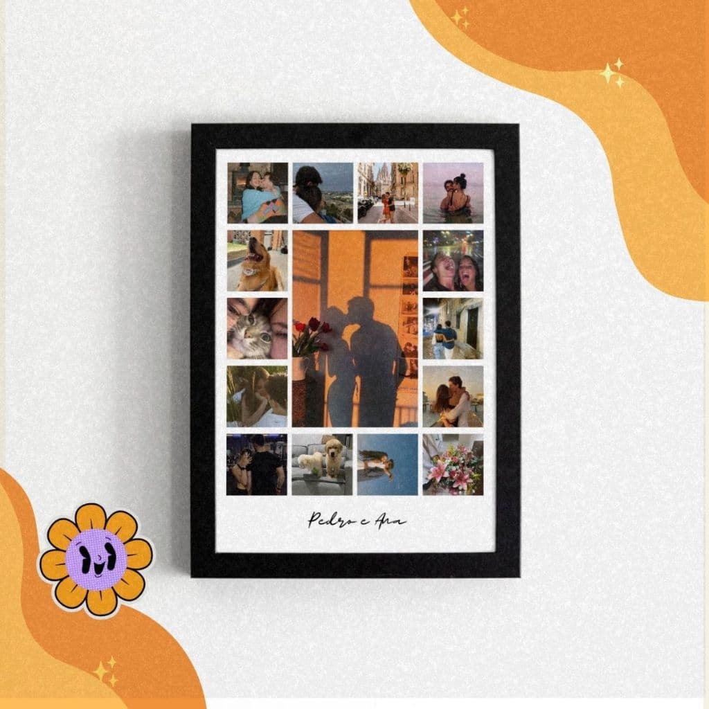 Quadro A4 com Vidro Personalizado Casal Namorado com Foto e Frase ENVIO IMEDIATO