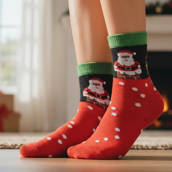Kit 3,6 ou 12 Pares Meia Infantil Natal Cano Médio Estampas Natalina