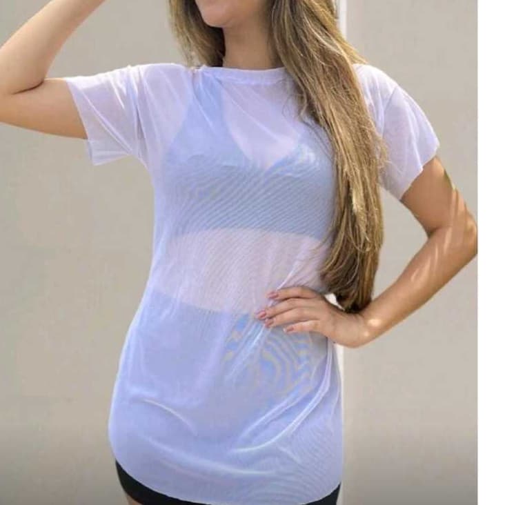 Blusa Feminina de Tule Transparente com Manga Roupa de academia Moda fitness, esportes, Blusa de tule academia fitness