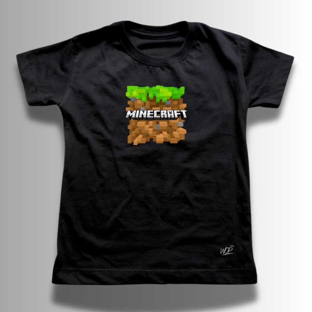 Camiseta Tshirt Unissex Infantil Estampada Minecraft Modinha Algodão Premium Confortável Para Passeio