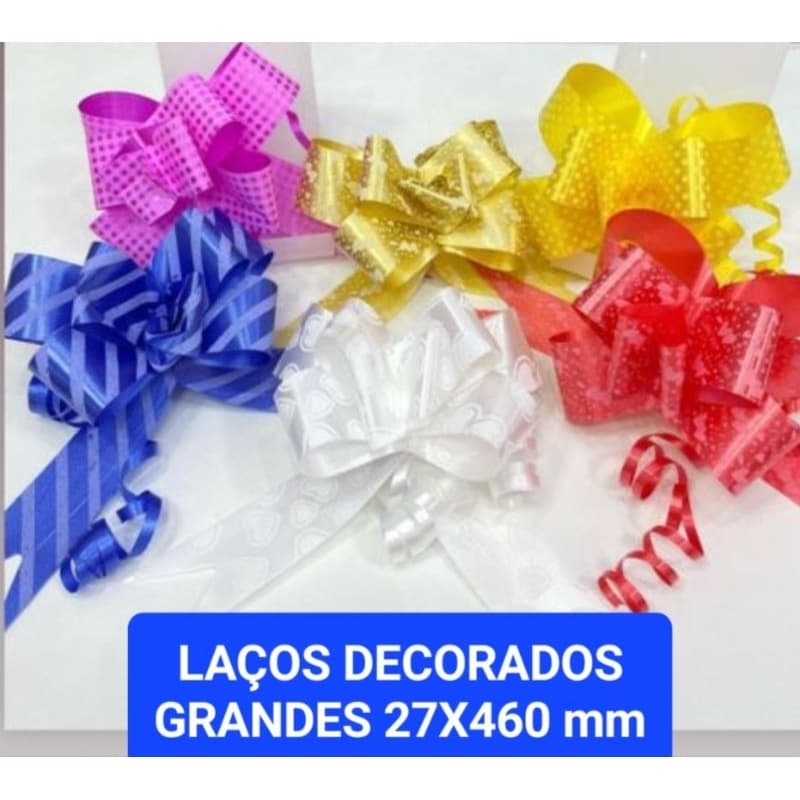10 Laços Grandes 2.7x46 cm Lisos e Decorados