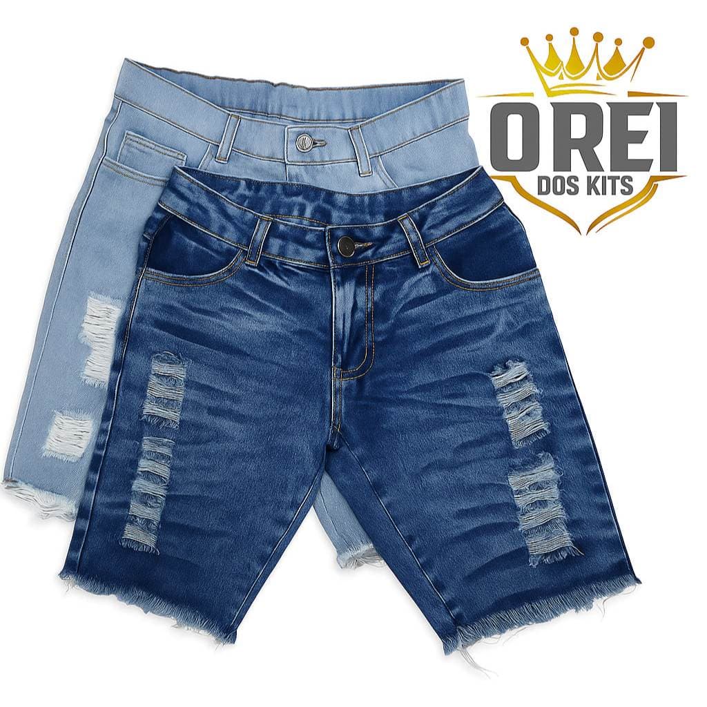 Bermuda Jeans Rasgada Especial Natal e Ano novo Kit com 2 Direto Da Fabrica