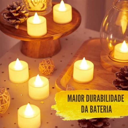 Kit 24 Velas LED Eletrônicas a Pilha Sem Chama Decorativas para Casamento Natal e Festa
