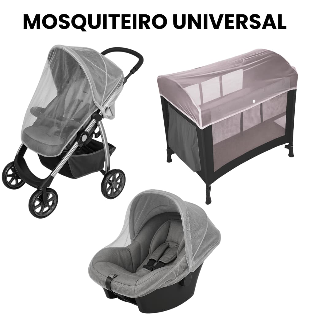 Mosquiteiro de Carrinho de Bebê Universal com Elástico Bebê Conforto Cadeirinha Chiqueirinho
