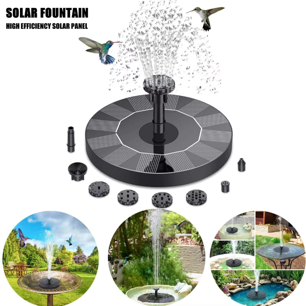 Bomba de Fonte Flutuante Solar com 8 Acessórios para Lagos, Piscinas e Decoração Externa