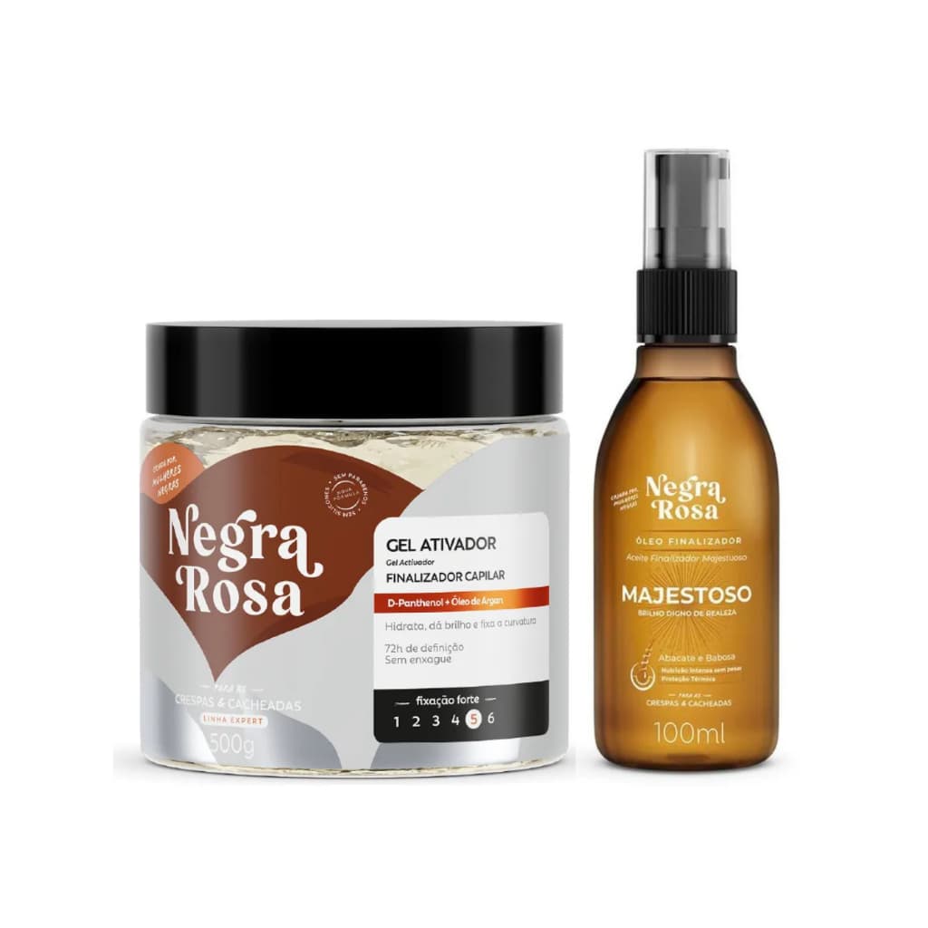 Gel Ativador + Óleo Majestoso com proteção térmica Negra Rosa