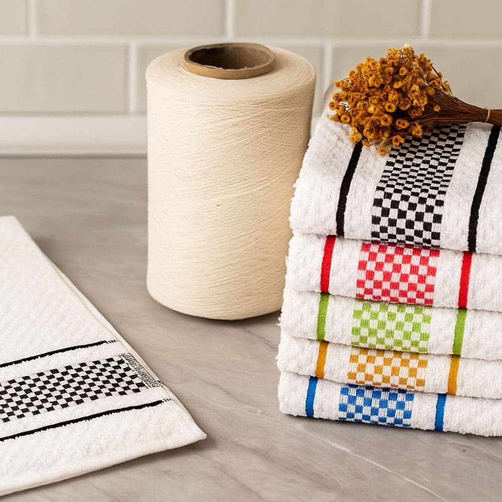 Kit 5 Panos de Prato Realeza Luxo Liso Jacquard Xadrez 100% Algodão Copa e Cozinha 45X65cm