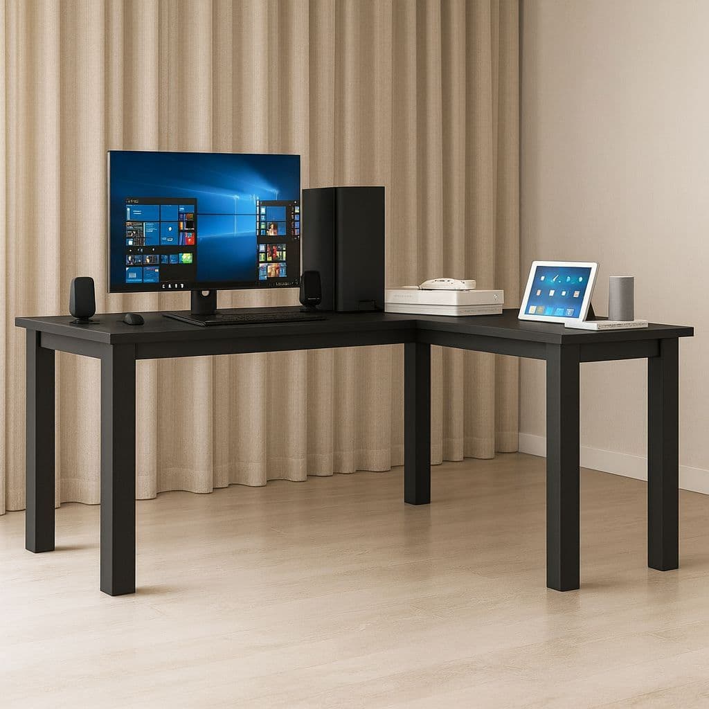 QUEIMA DE ESTOQUE - Mesa Industrial de Escritório em L 110x110cm – p/ Escritório e Home Office