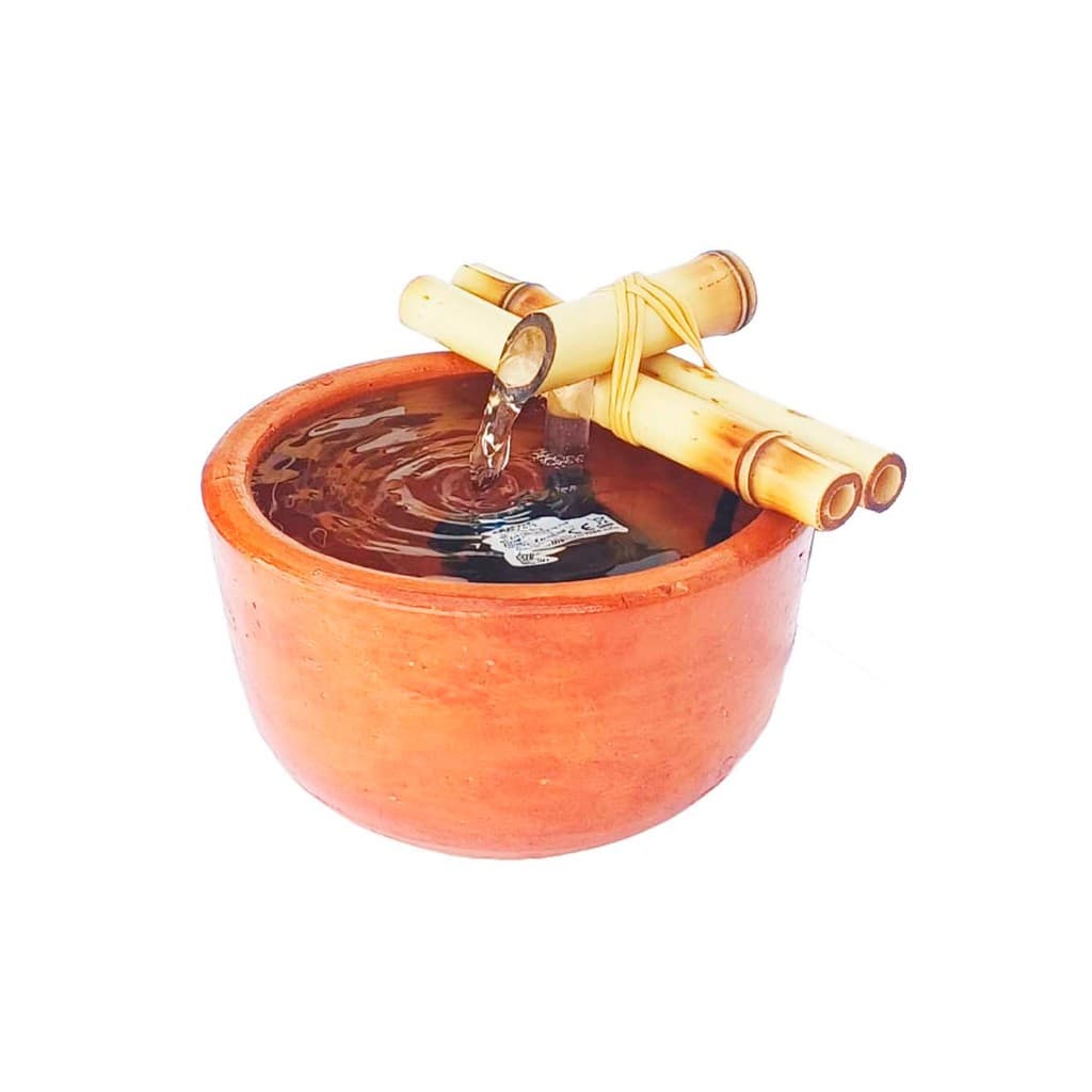 Fonte de Agua Bebedouro para Gatos Cerâmica com Bica em Bambu Natural 14 Bivolt Natural