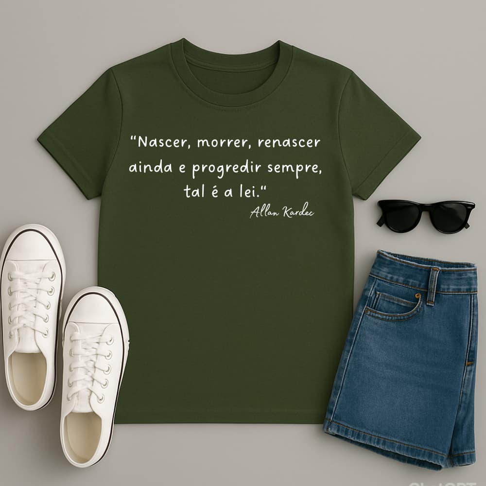 Camiseta Unissex Frase Allan Kardec "Tal é a lei" Espirita Espiritismo Algodão Envio Imediato Qualidade Premium