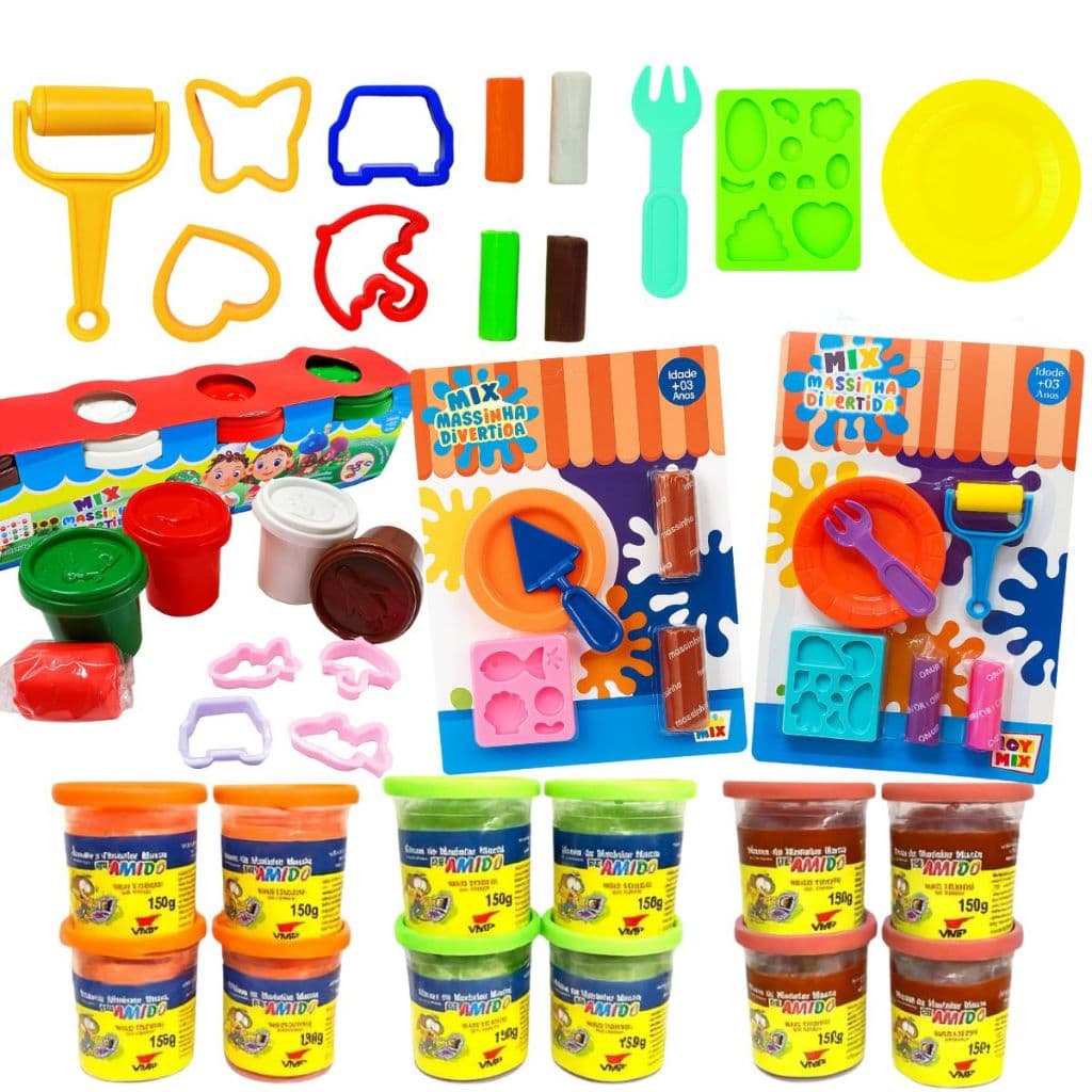 Massinha +Cortador+Molde Criança Brinquedo Slime Sensorial Massa Modelar Desenvolvimento Toymix