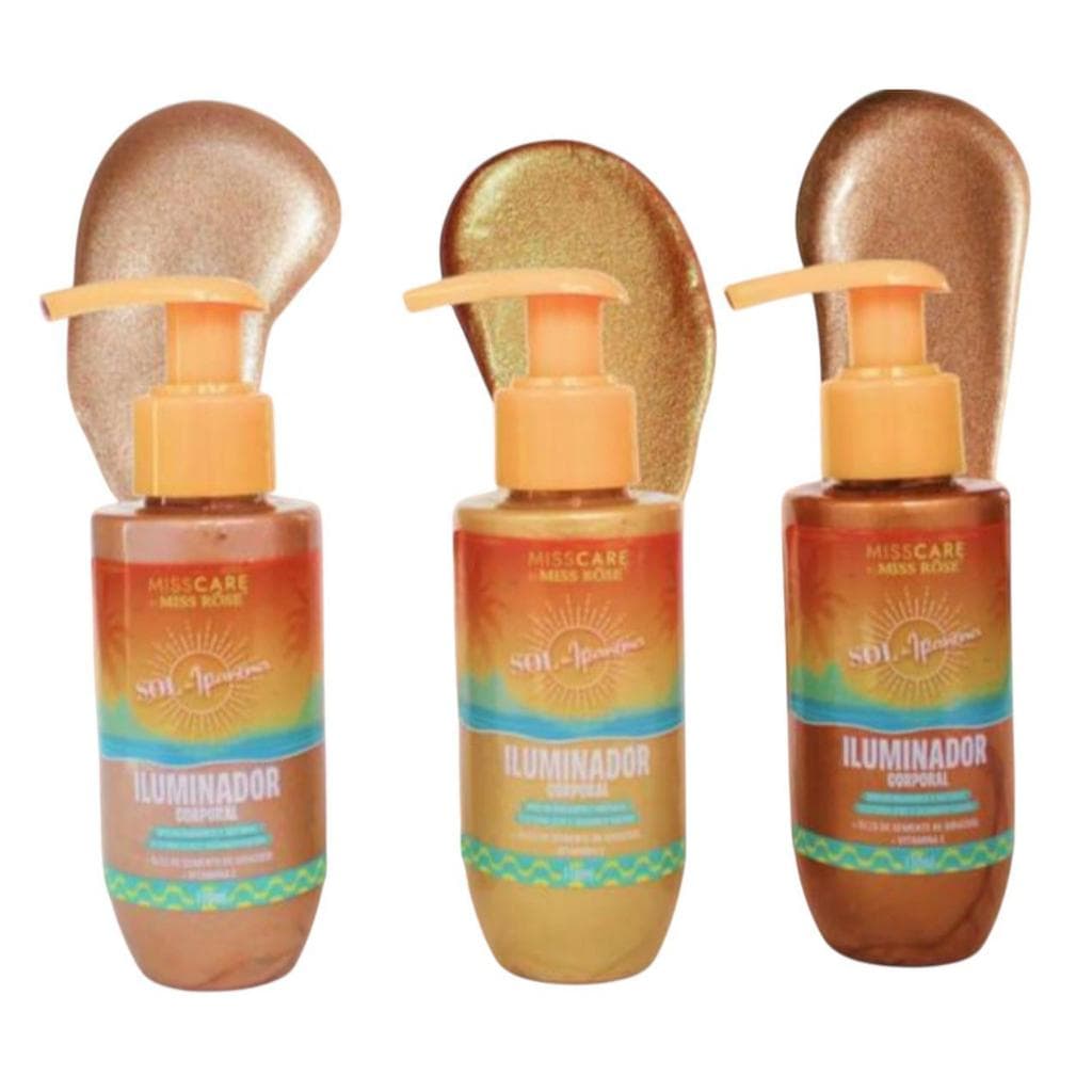 Iluminador Corporal Sol de Ipanema MissCare Miss Rôse Brilho Dourado Secagem Rápida Hidratação Vit E