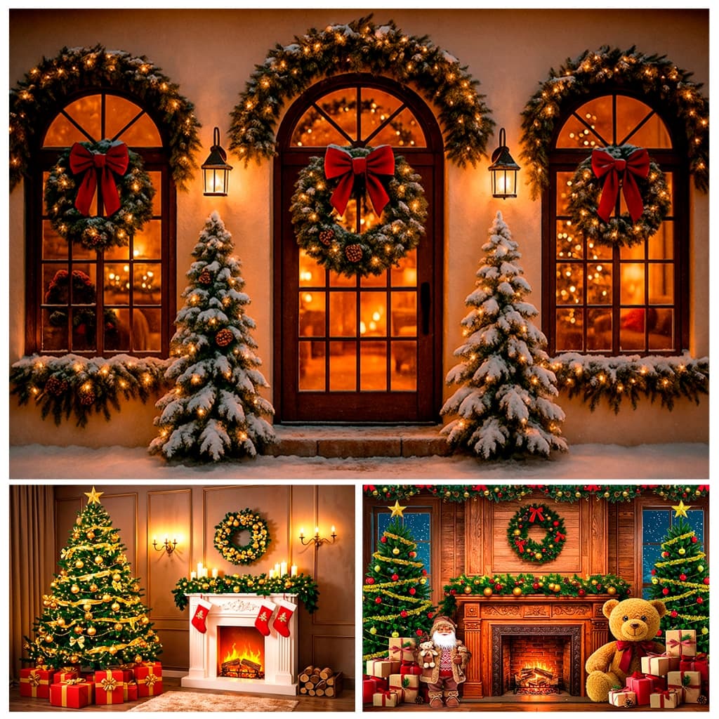 Fundo Fotográfico Natal Em Tecido Cenários Gigante Natalino Painel Para Fotos 3d 3x2 Mt
