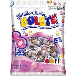 Pirulito Recheado com Chiclete Tuti Fruti Bolete 600g - Dori Para decoração de festa,  lembrancinha