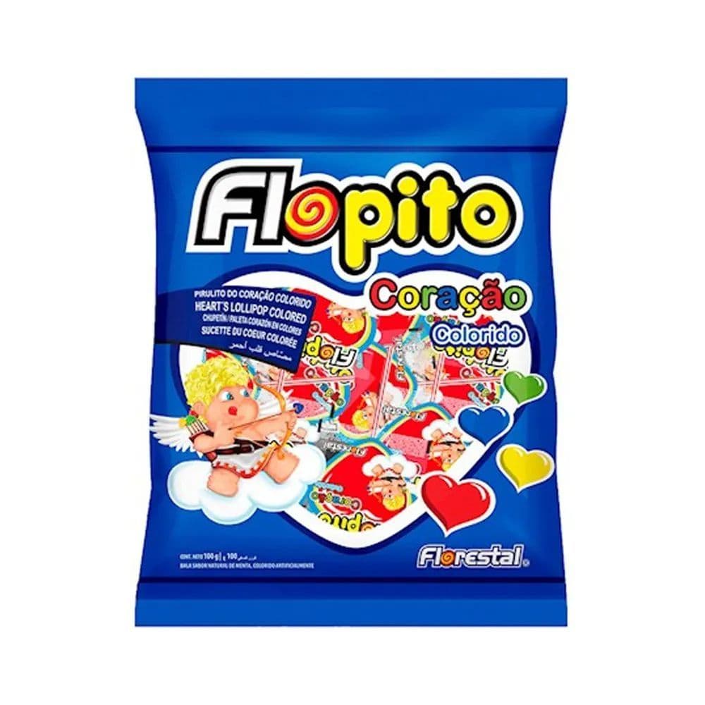 PIRULITO Flopito Coração Colorido 500gr - Florestal