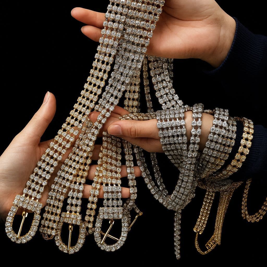 Cinto Feminino Brilhante Com Strass Cravejado De Cristal Acessorios Para Festa Show