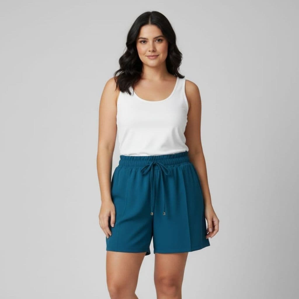 Kit 4 Short Alfaiataria Feminino Cintura Alta Casual Com Elástico Na Cintura