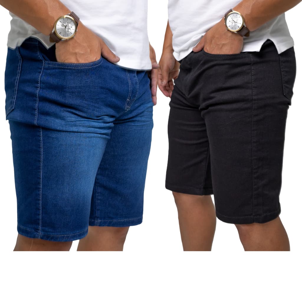 KIT 2 Bermudas Masculinas Casual Slim | 2 Shorts Jeans Masculino Estilo e Conforto Tam 36 ao 48.