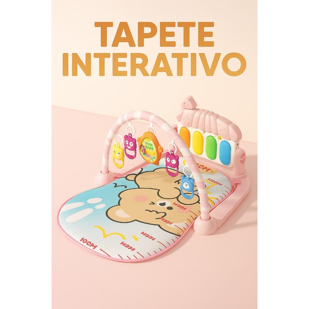 Tapete Atividades Musical Infantil Piano Interativo Brinquedo Educativo Rosa