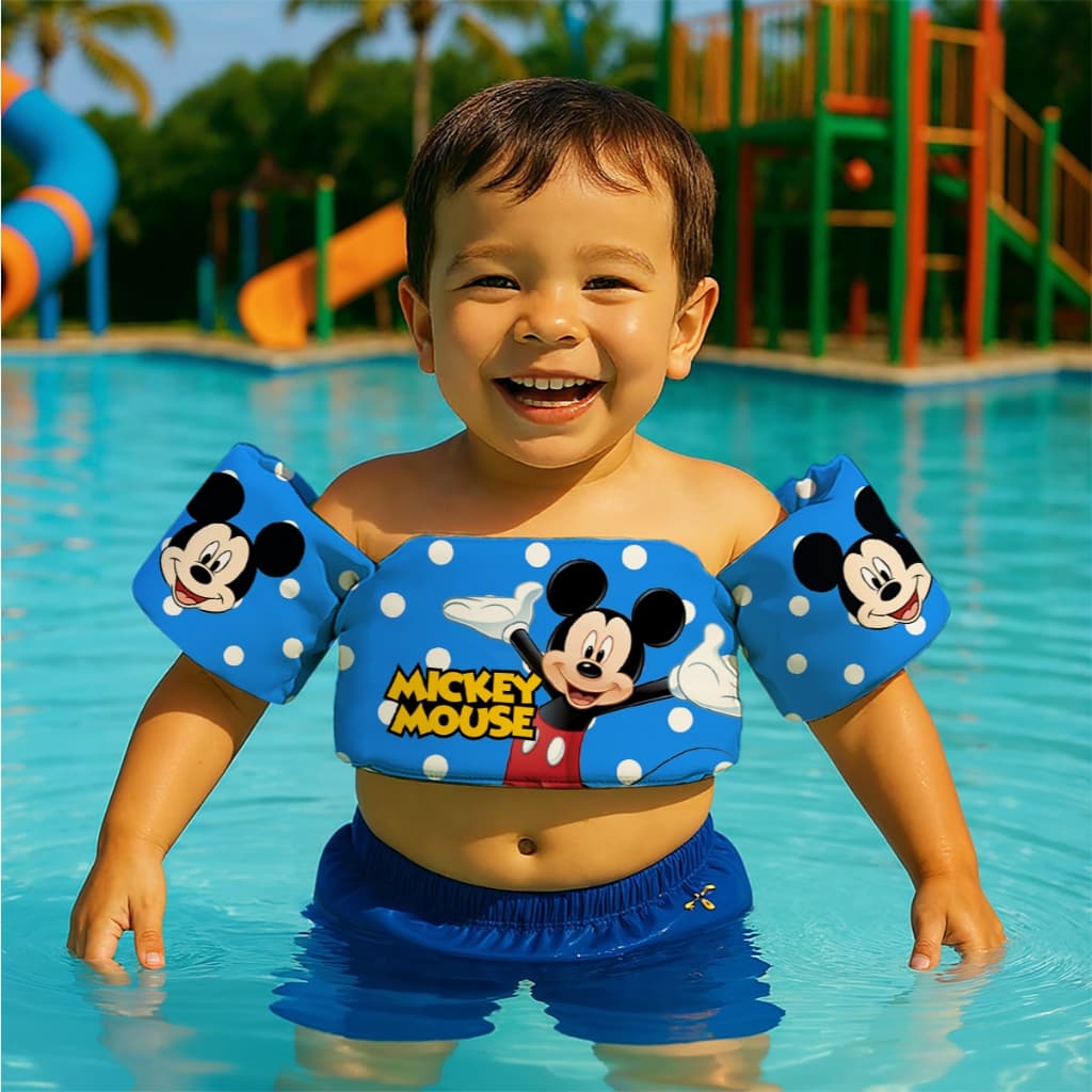 Boia de Braço Colete Infantil para Nadar Praia Piscina Estampa Desenho Mickey Mouse Ratinho