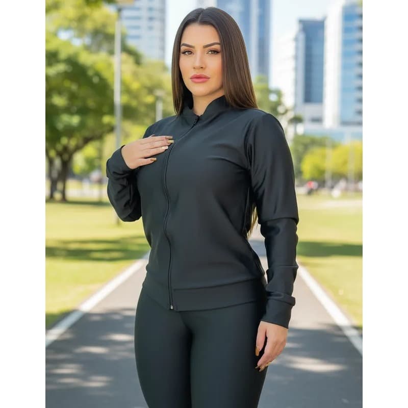 Jaqueta Corta Vento Casaco Moda Academia Fitness Lisa Preta Bomber