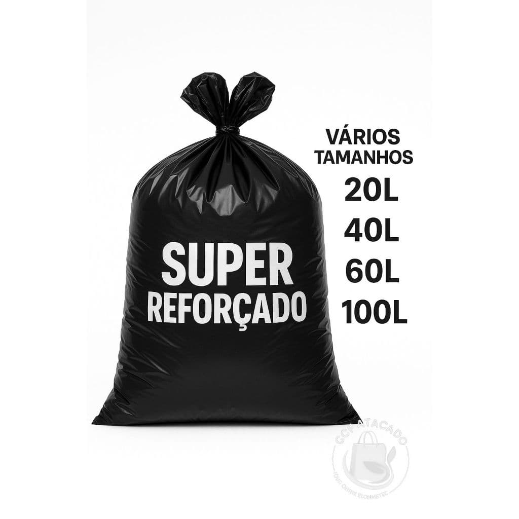 Saco de Lixo Super Reforçado 1KG 20L 40L 60L 100L Grande Resistente Comércio Casa Comercial
