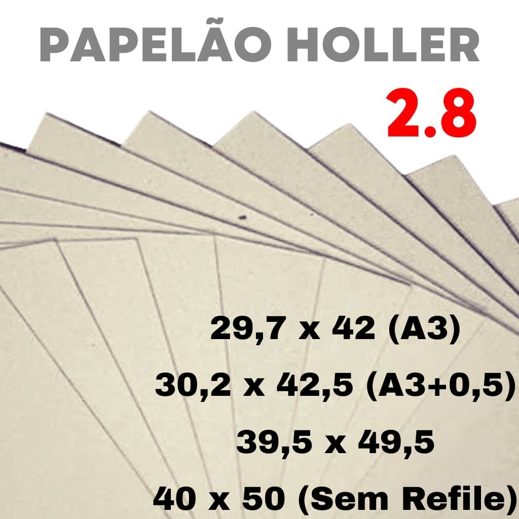 8 Unid Papelão Holler 2.8 mm para Encadernação Cartonagem Papel Cartão Cinza Horlle 2,8mm Grosso Rígido A3 40x50 A3+ 3mm