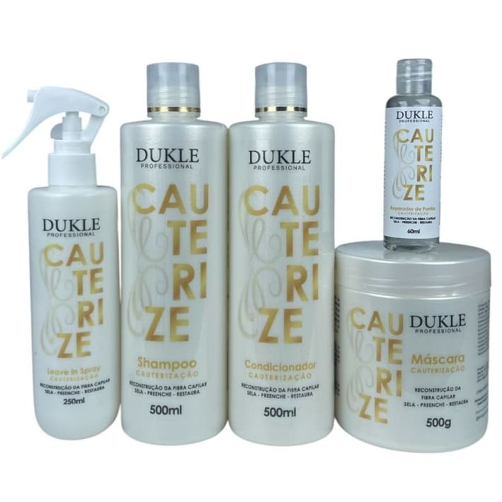 Kit Capilar Cauterização 5 Passos Reconstrução da Fibra Capilar Dukle Professional