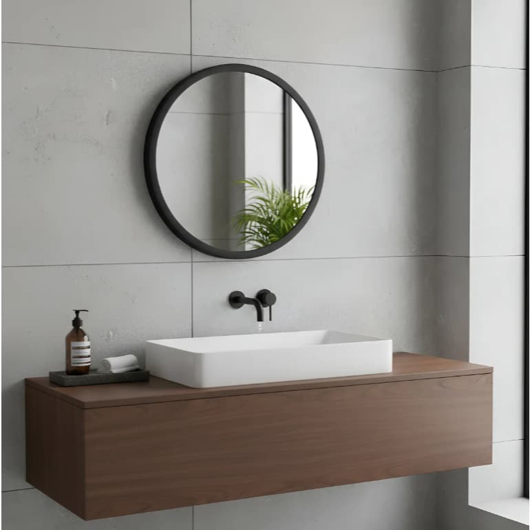 Espelho Redondo 60cm Parede Decorativo | Moldura em Alumínio Premium | Imagem Nítida Sem Distorção