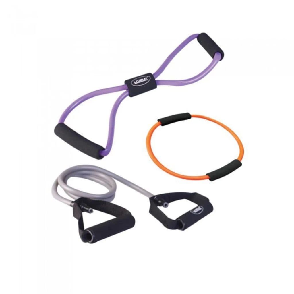 Kit Extensores elásticos leve, médio e forte braço ombro perna alongamento pilates