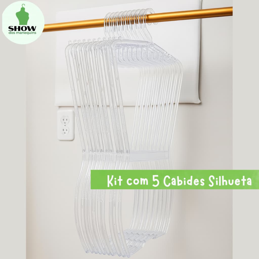 Kit 5 Cabides Silhueta Adulto – Organização Profissional e Visual Clean