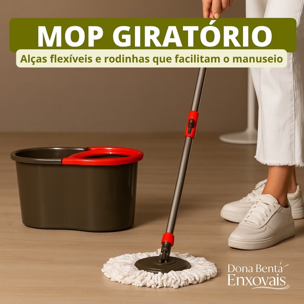 Mop Giratório Pro Rodo Mágico13 Lts Centrífuga em Aço Inox Powermaid Esfregão limpeza 360°