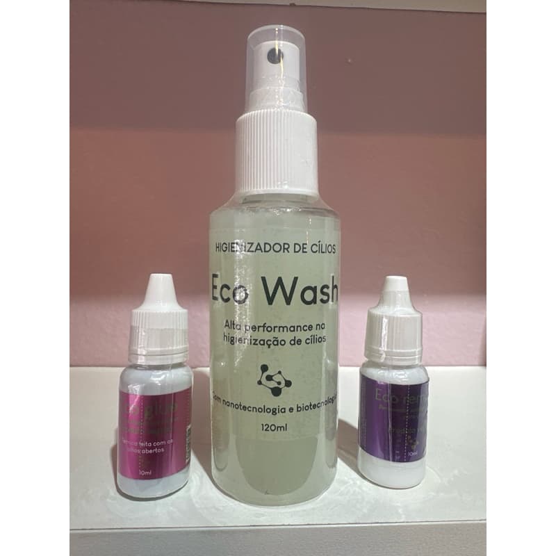 Kit Completo Extensão de Cílios Cola Vegana 10ml + Removedor 10ml + Higienizador 2 em 1 120ml Olhos Abertos