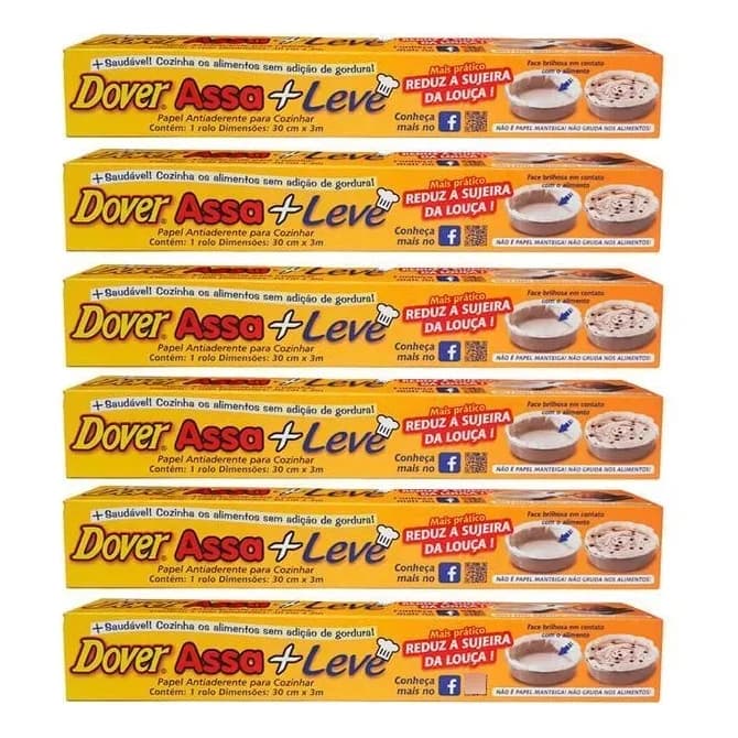 Papel Antiaderente Dover Assa+leve Cozinhar Rolo 30cm X 3m 6 unidades