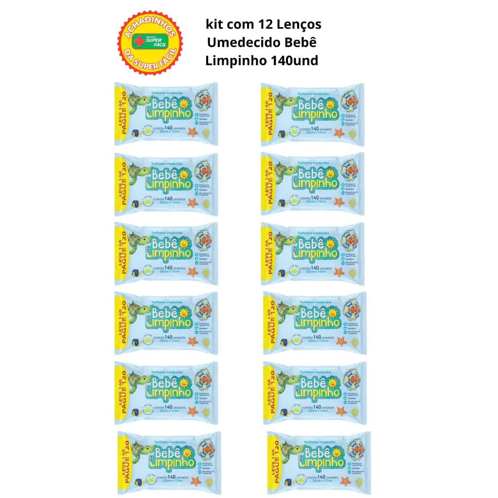 kit12 /toalha umedecidas/ Bebê Limpinho 140unid