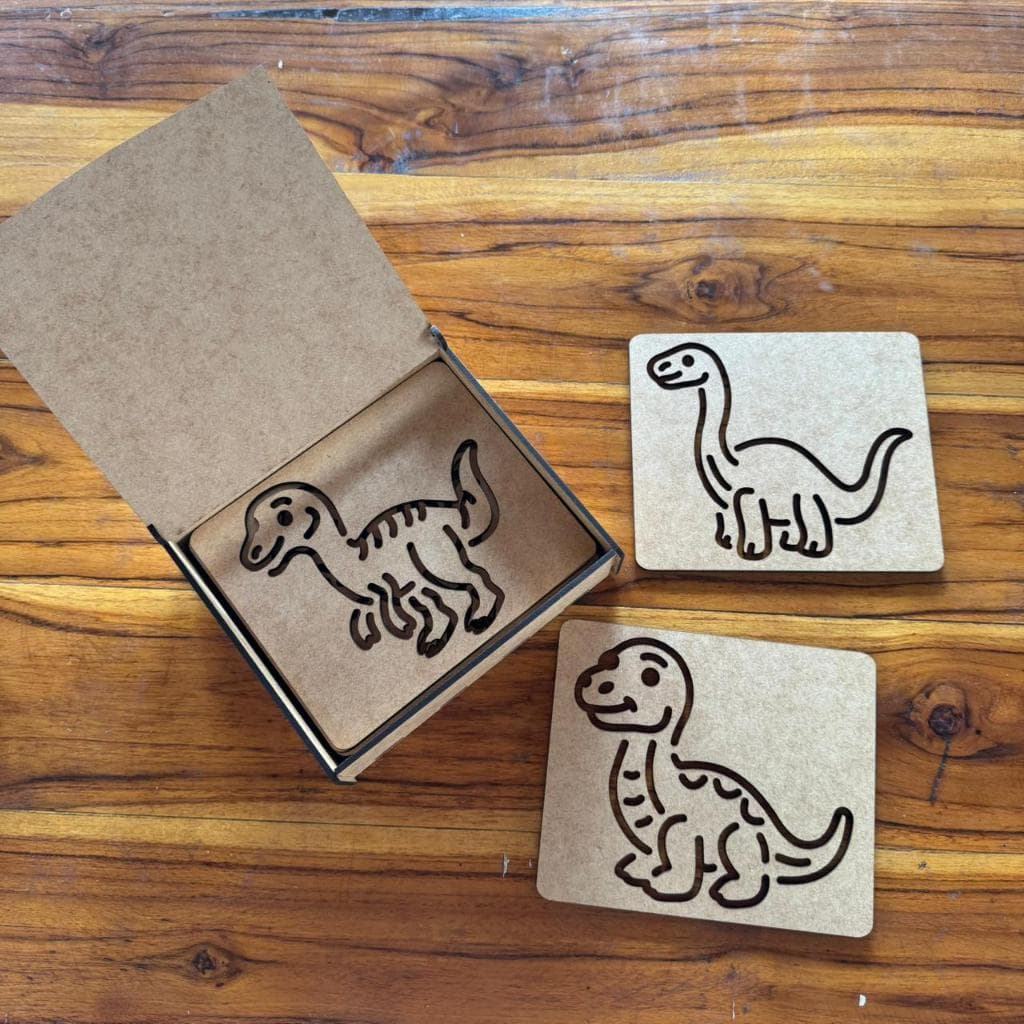 Kit 10 Moldes Infantis Dinossauros Em Mdf Cru 3mm Com Caixa