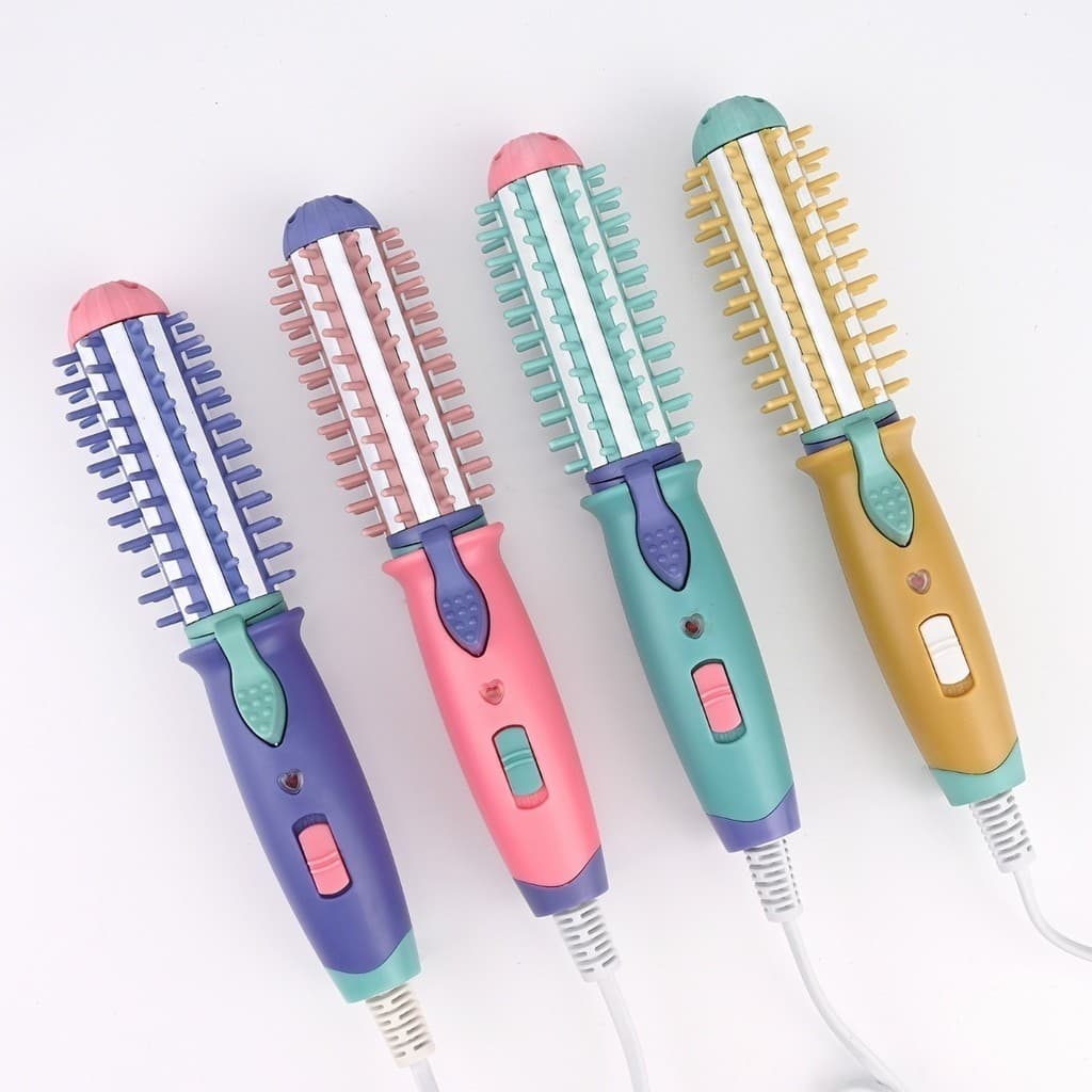Mini Escova Modeladora Portátil Enrola Cabelo Alisadora Bivolt