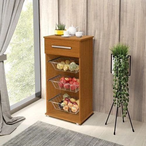 Fruteira De Chão Cozinha Balcão Multiuso Com Gaveta  / Organizador de frutas, Legumes e Verduras