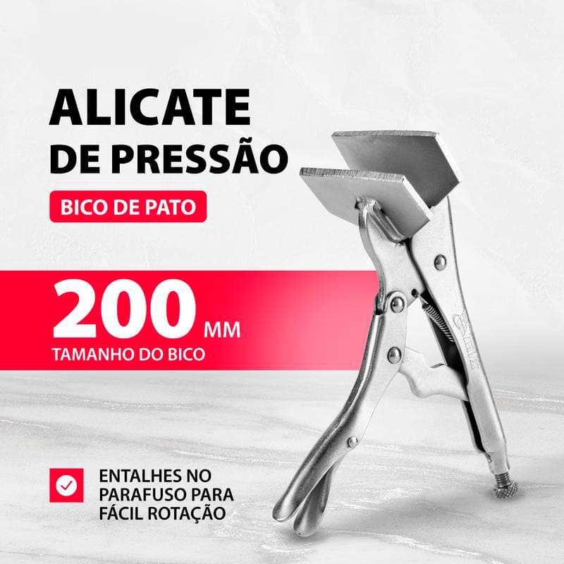 Alicate De Pressão Bico Chato Bico de Pato 8 Pol 200mm Alta Qualidade