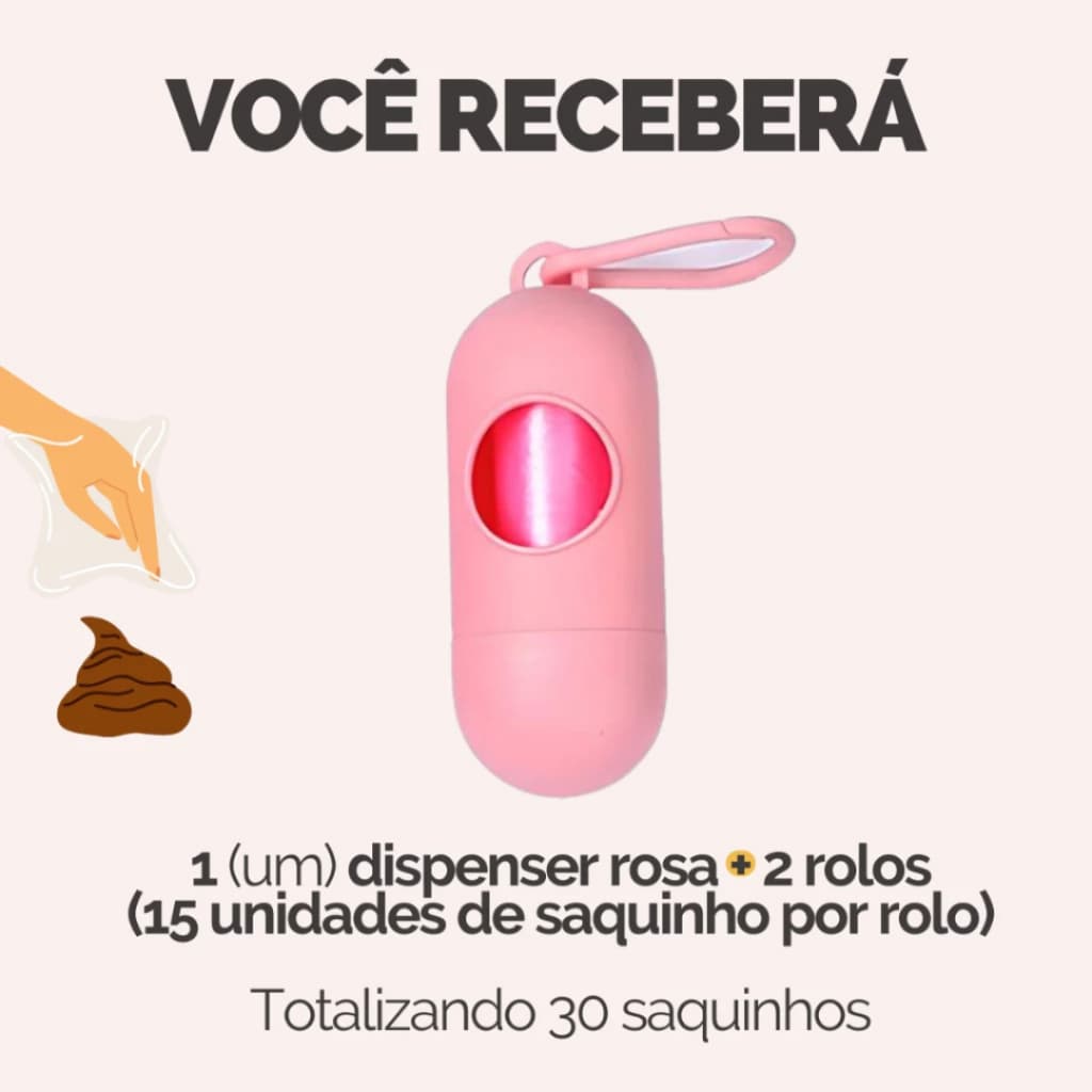 Saquinhos Cata Caca Rolinhos Refil de Sacos + Suporte Colorido Para Pet Higiênico Escolha Seu Kit