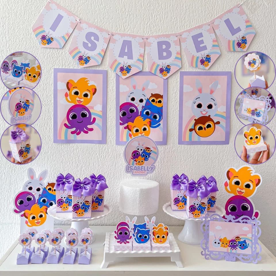 Kit Festa Bolofofos Menina Personalizado | Só Bolinho 100 itens | Mesversário Aniversário Decoração