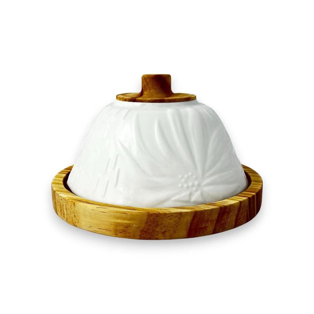 Cloche Queijeira Gourmet em Cerâmica e Madeira Pinus Artesanal
