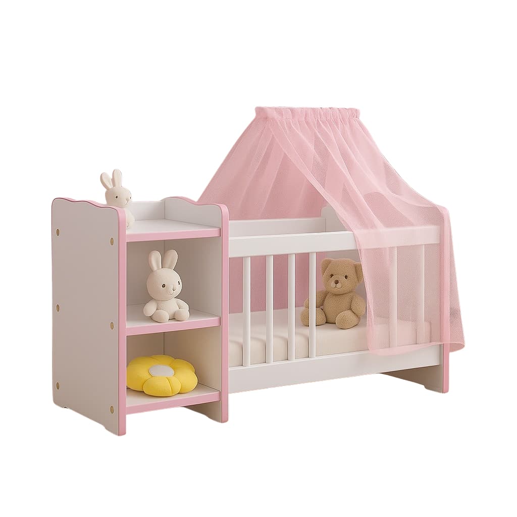 Brinquedo Berço Boneca Infantil Cômodas Véu Reborn | Promoção