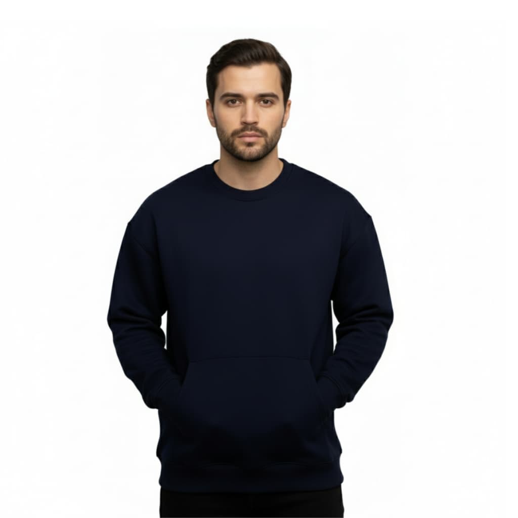Moletom Gola Careca Com Bolso Premium Liso Unissex Blusa De Frio Flanelado Gola Redonda Casaco