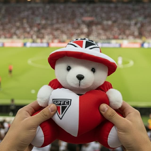 Urso de Pelúcia do São Paulo 30cm – Ursinho Tricolor, Mascote do Time, Presente para Torcedor